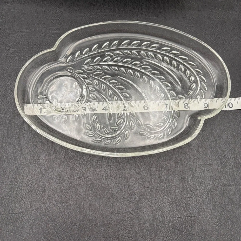 Vintage Federal Glass Homestead Snack Set 4 Plates 4 Cups Clear Wheat Pattern